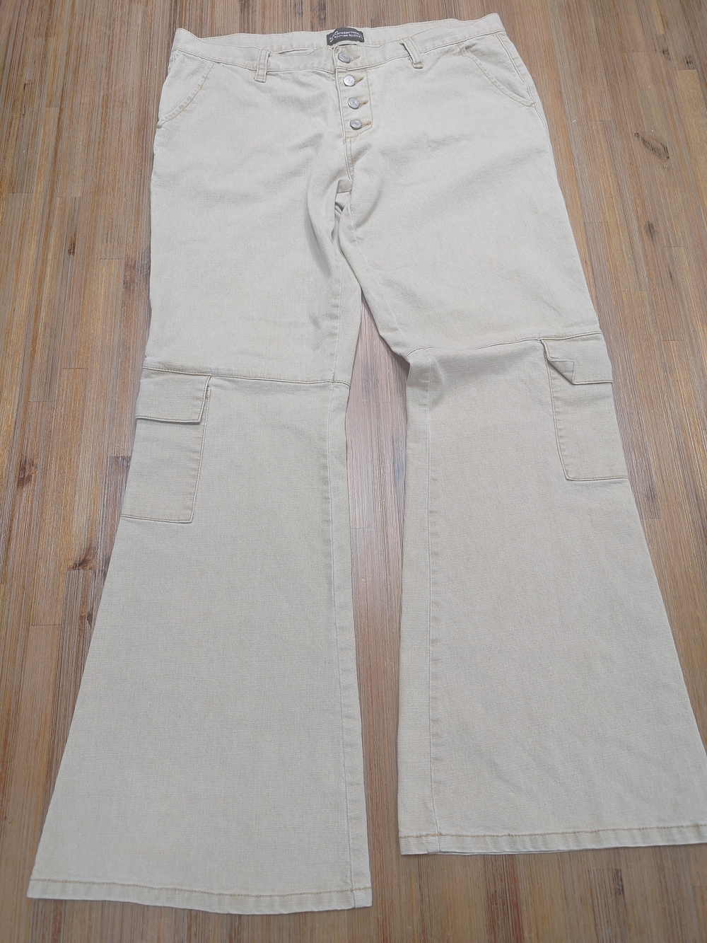 No Boundaries Tan Flare Stretch Cargo Pants Vintage Y2k